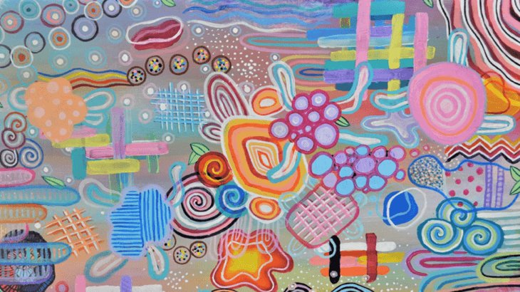 Colourful painting of abstract shapes