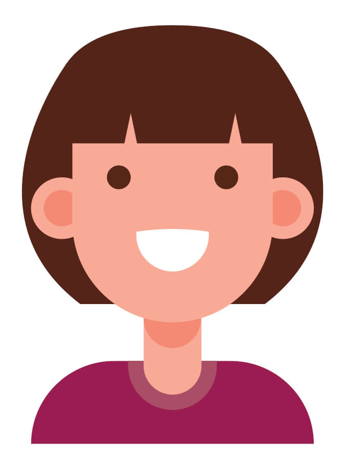 Smiling cartoon woman named Milly