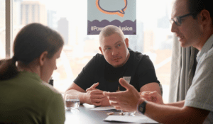 client having conversation